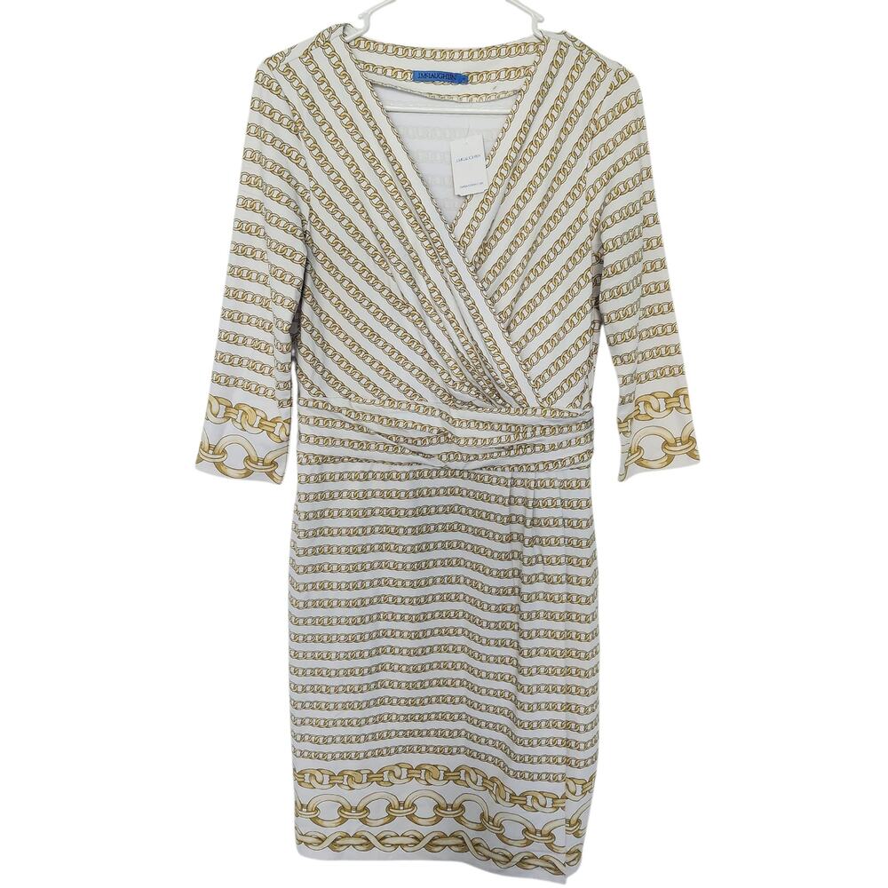 J. McLaughlin‎ Brea Faux Wrap Dress M Catalina Cloth Retro Coastal Nautical Chic